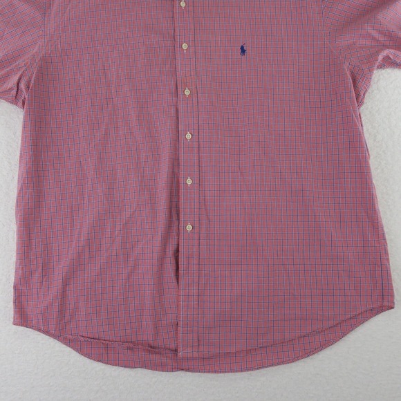 Ralph Lauren Blake Short Sleeve Button Up Shirt Mens 2XL XXL‎ Red Blue Cotton - Picture 4 of 10